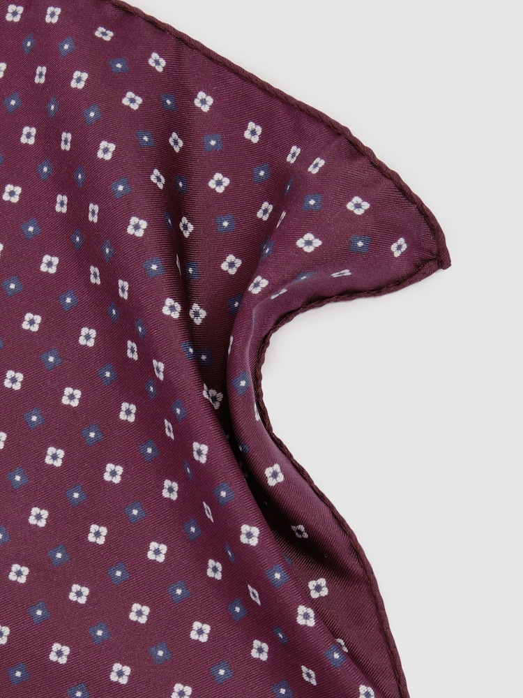 Reiss Bordeaux Cassiano Silk Paisley Print Pocket Square - Image 2 of 4