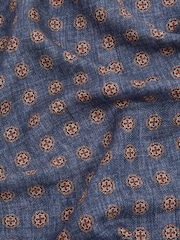 Reiss Indigo/Rust Biriola Reversible Silk Pocket Square - Image 5 of 5
