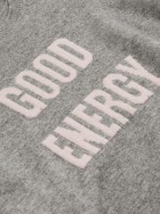 Reiss Grey Shelly 13-14 yrs Wool Blend Crew Neck Slogan Jumper - Image 4 of 4