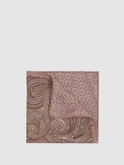 Reiss Dusty Pink Sansone Reversible Silk Pocket Square - Image 1 of 5