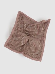 Reiss Dusty Pink Sansone Reversible Silk Pocket Square - Image 3 of 5