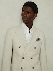 Reiss Tobacco/Blue Biriola Reversible Silk Pocket Square - Image 2 of 5