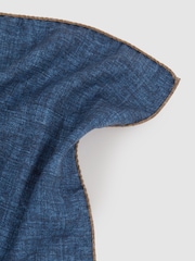 Reiss Tobacco/Blue Biriola Reversible Silk Pocket Square - Image 4 of 5