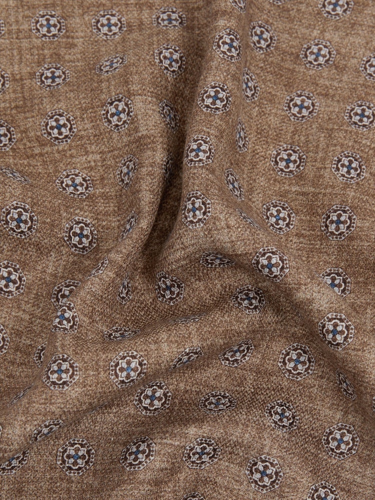 Reiss Tobacco/Blue Biriola Reversible Silk Pocket Square - Image 5 of 5