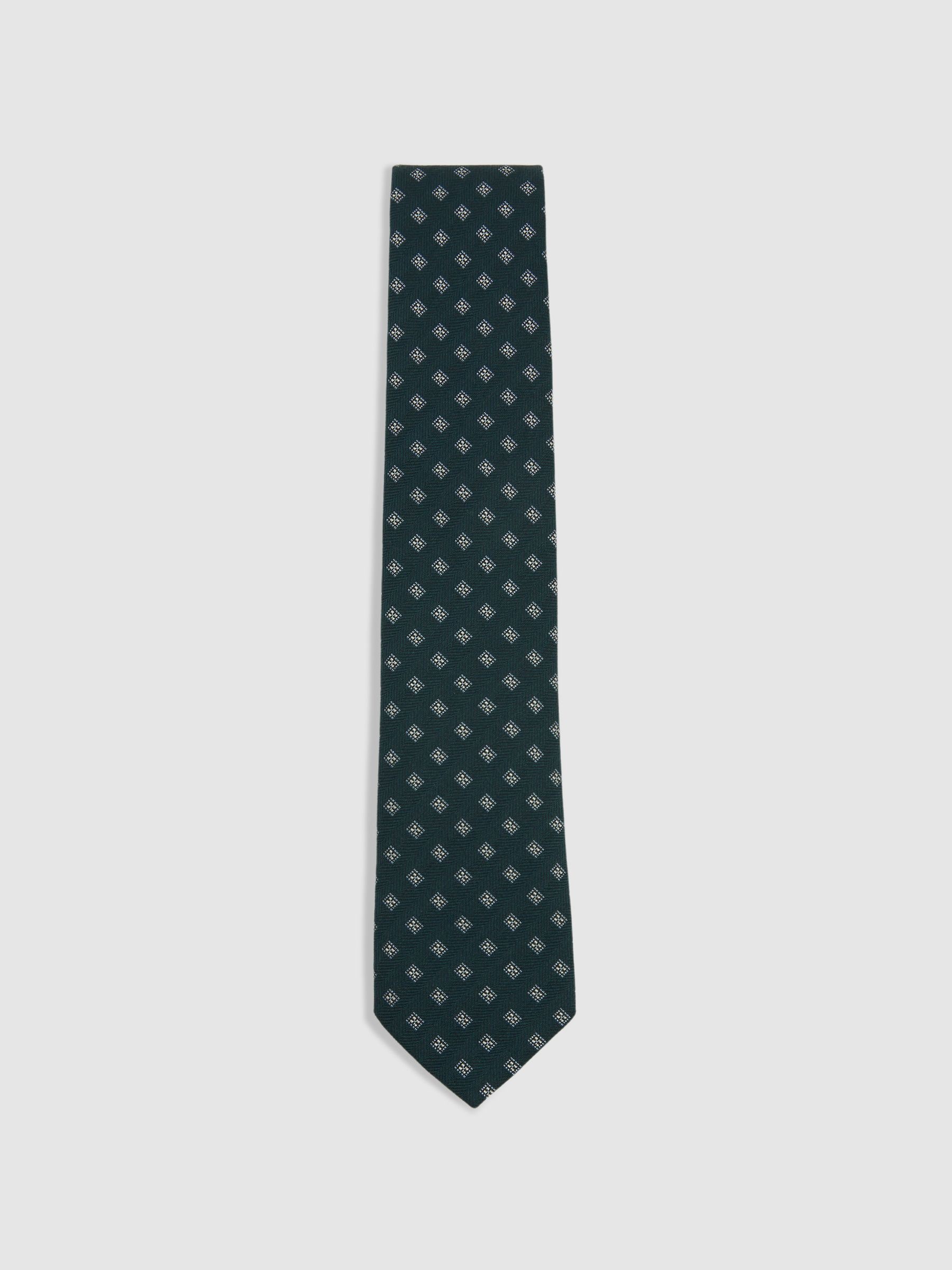 Reiss Forest Green Rimini Wool-silk Foulard Textured Tie