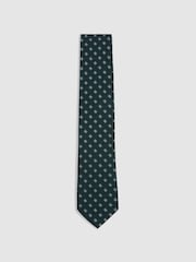 Reiss Forest Green Rimini Wool-Silk Foulard Textured Tie - Image 1 of 5