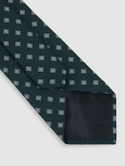 Reiss Forest Green Rimini Wool-Silk Foulard Textured Tie - Image 4 of 5