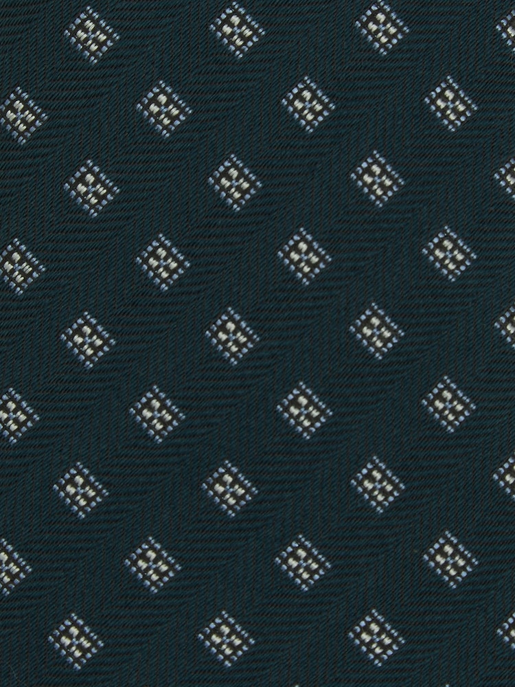 Reiss Forest Green Rimini Wool-Silk Foulard Textured Tie - Image 5 of 5