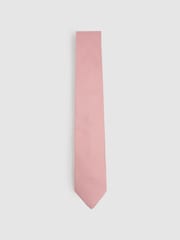 Reiss Dark Pink Ceremony Textured Silk Blend Tie - Image 1 of 5