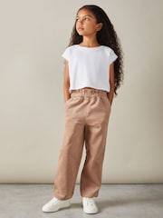 Reiss Camel Samantha 13-14 yrs Corduroy Paper Bag Trousers - Image 2 of 4