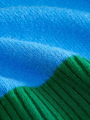 Blue Green Stripe Relaxed Soft Touch Crew Neck Midi Knitted Jumper Dress - Image 7 of 9