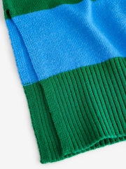 Blue Green Stripe Relaxed Soft Touch Crew Neck Midi Knitted Jumper Dress - Image 9 of 9