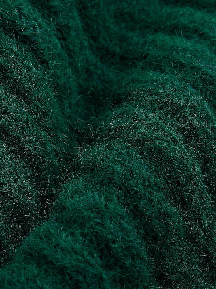 Grønn Mørk - Rund hals Button Knitted Mini Genser Kjole - Bilde 7 av 7