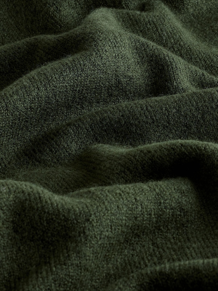 Khaki Green Smart Button Up Knitted Jumper Dress with Wool - Image 5 of 6