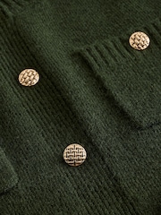 Зеленый хаки - Smart Button Up Knitted Jumper Dress with Wool - Image 6 of 6