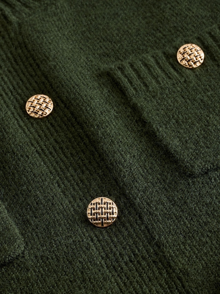 Зеленый хаки - Smart Button Up Knitted Jumper Dress with Wool - Image 6 of 6