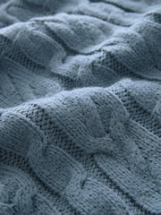 Blue Chambray Knitted Cable Mini Dress with Wool - Image 6 of 7