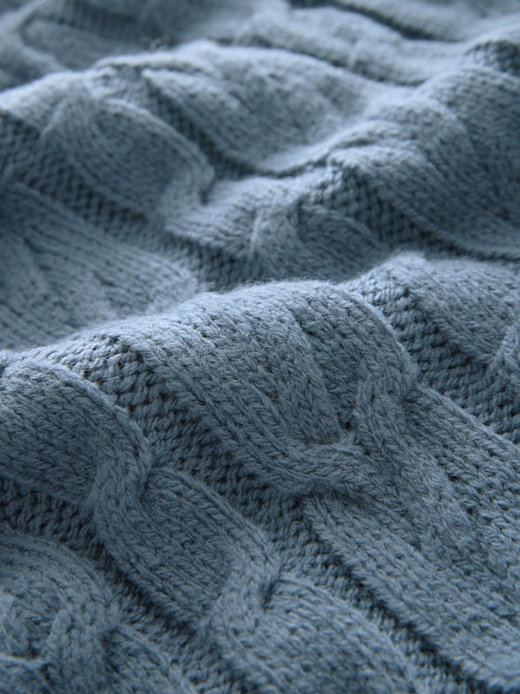 Chambray bleu - Robe courte en maille torsadée avec laine - Image 6 of 7