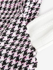 Black Pink Houndstooth Pattern Layered Pocket Front Knitted Pinafore Mini Dress - Image 9 of 9