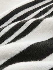 Black White Relaxed Soft Touch Crew Neck Midi Knitted Jumper Dress - Image 4 of 8
