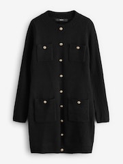 Black Smart Button Up Knitted Jumper Dress with Wool - Image 5 of 7
