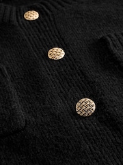 Black Smart Button Up Knitted Jumper Dress with Wool - Image 7 of 7