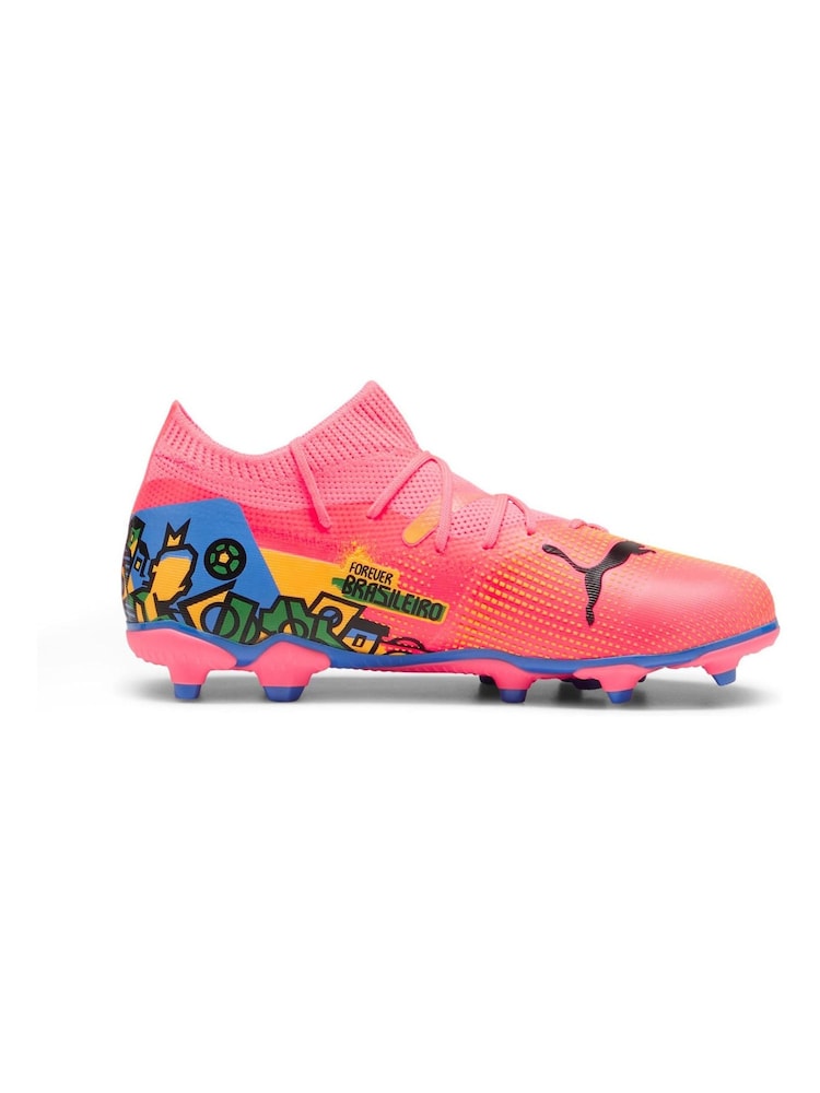 Puma Orange Neymar Jr Future Kids Firm Ground Football Boots - Image 1 of 6