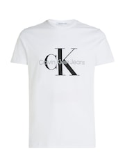 Calvin Klein White 100% Cotton Logo Slim T-Shirt - Image 1 of 3