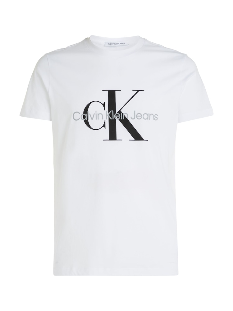 Calvin Klein White 100% Cotton Logo Slim T-Shirt - Image 1 of 3