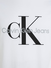Calvin Klein White 100% Cotton Logo Slim T-Shirt - Image 3 of 3