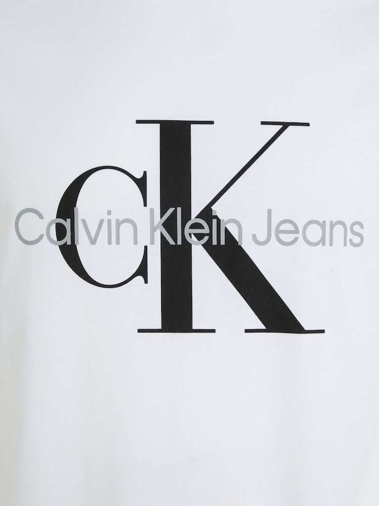 Calvin Klein White 100% Cotton Logo Slim T-Shirt - Image 3 of 3