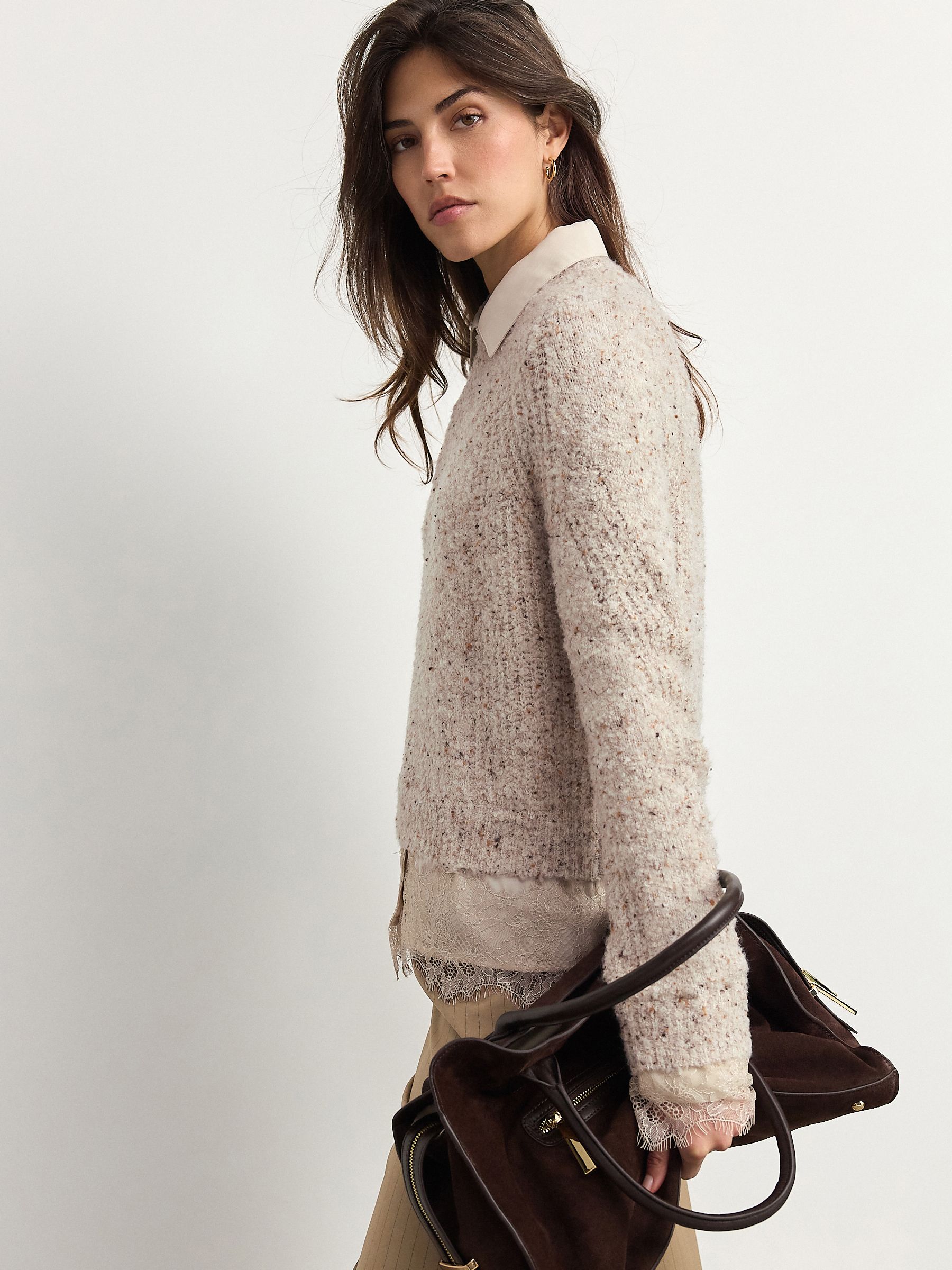 今季2025SS plage Dry Feeling Collar Knit Unbalanced Crew Neck Knit, Topaz