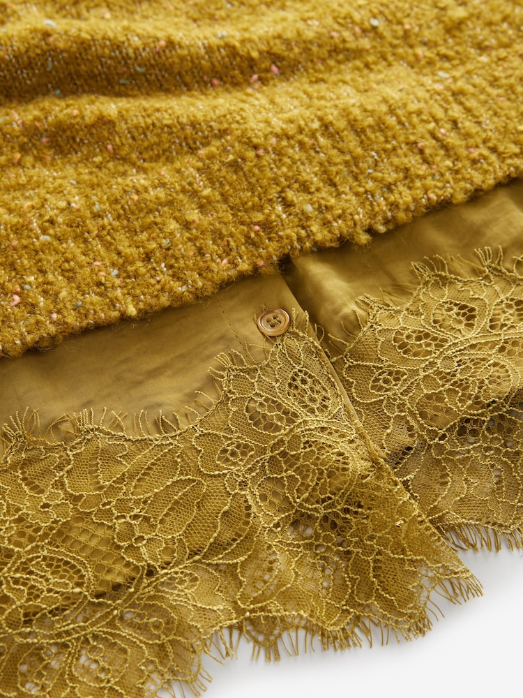 Grün-Olive - Strickpullover mit Spitzenlagen und Kragen - Bild 7 von 7 Grün-Olive - Strickpullover mit Spitzenlagen und Kragen - Bild 7 von 7