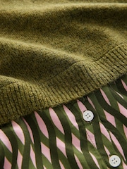 Green Khaki Tie Bow Collared Knitted Layer Tank Shirt with Wool - Image 7 of 8