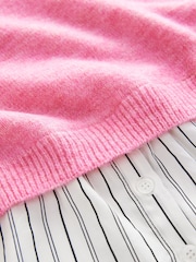 Pink Tie Bow Collared Knitted Layer Tank Shirt with Wool - Image 7 of 8