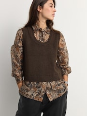 Brown Neutral Knitted Tank - Image 1 of 8