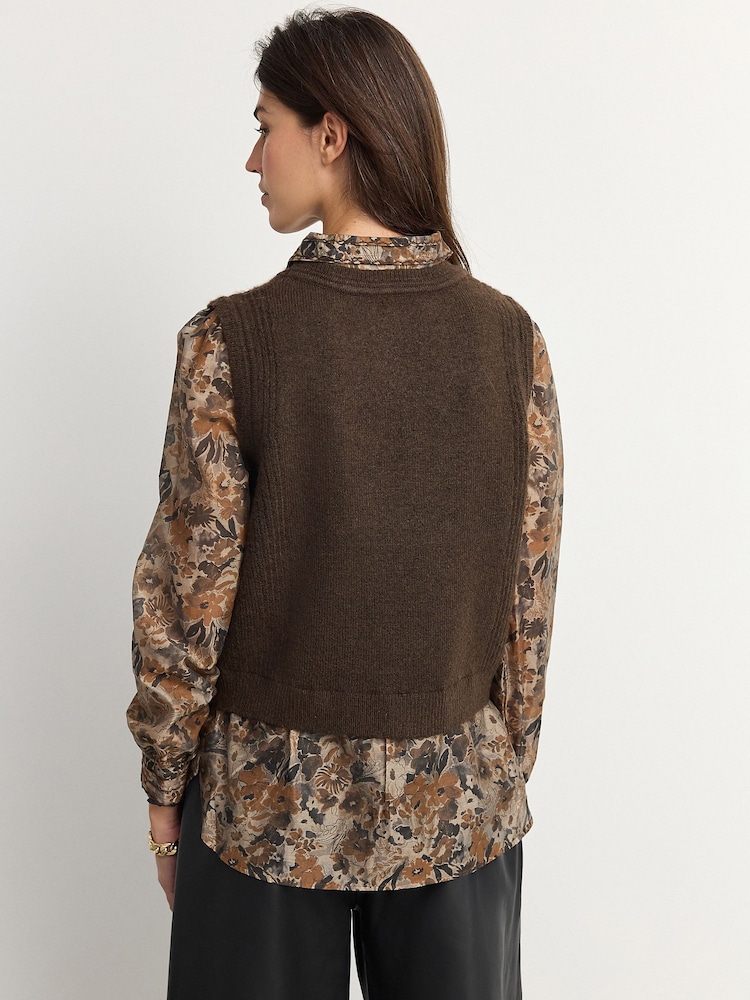 Brown Neutral Knitted Tank - Image 3 of 8