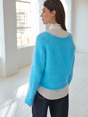Blue Bright Supersoft Layer Jumper With Gem Button Shirt - Image 3 of 7
