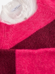 Pink Red Stripe Supersoft Layer Jumper With Gem Button Shirt - Image 8 of 8