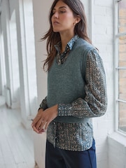 Blue Chambray Knitted Tank - Image 1 of 7