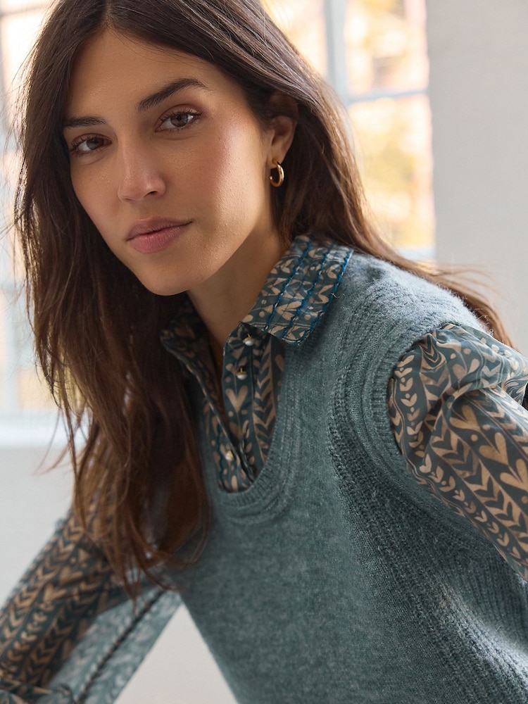 Blue Chambray Knitted Tank - Image 3 of 7