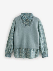Blue Chambray Knitted Tank - Image 5 of 7