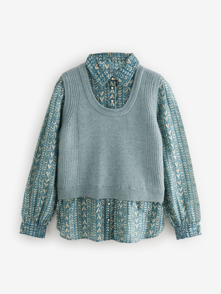 Blue Chambray Knitted Tank - Image 5 of 7