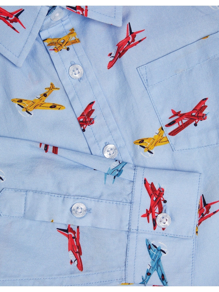 Monsoon Blue Plane Print 100% Cotton Shirt - Image 3 of 3 Monsoon Blue Plane Print 100% Cotton Shirt - Image 3 of 3