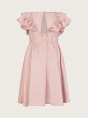Monsoon Pink Satin Ruffle Sleeve Dress - Image 2 of 3