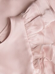 Monsoon Pink Satin Ruffle Sleeve Dress - Image 3 of 3