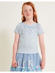 Monsoon Blue Sequin Embellished T-Shirt - Image 1 of 4