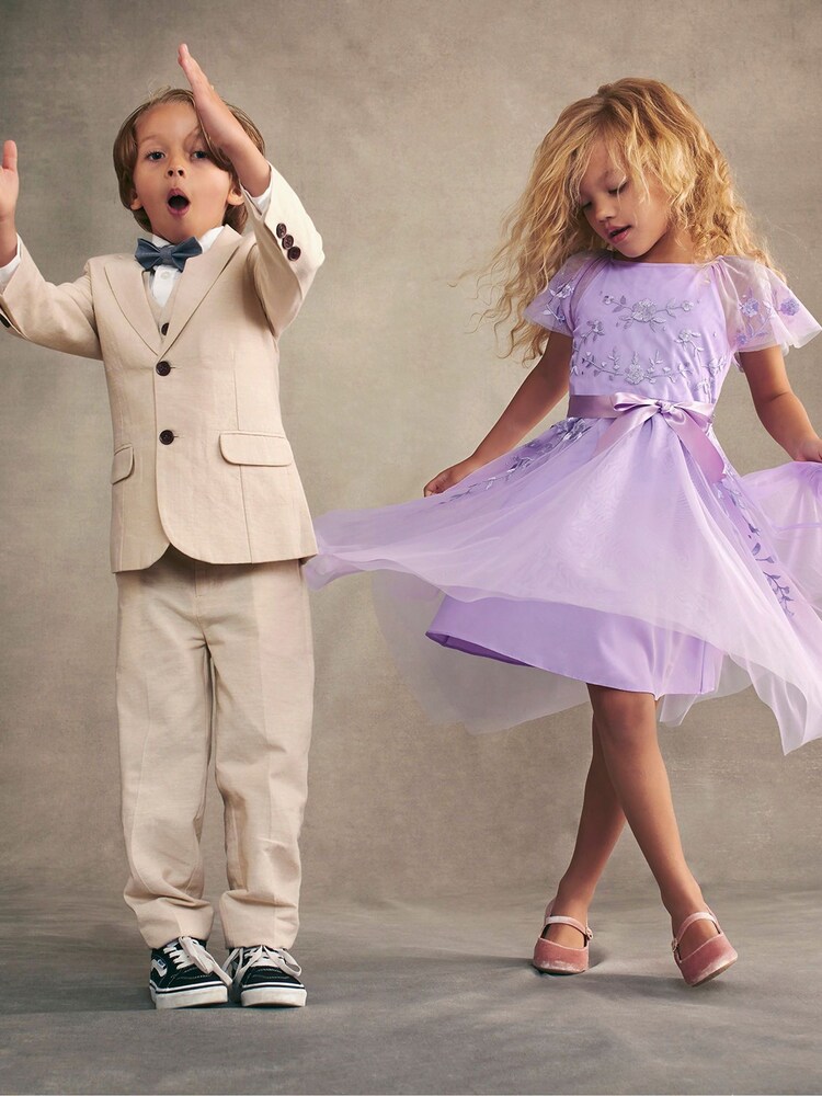 Monsoon Purple Amelia Embroidered Dress - Image 2 of 5