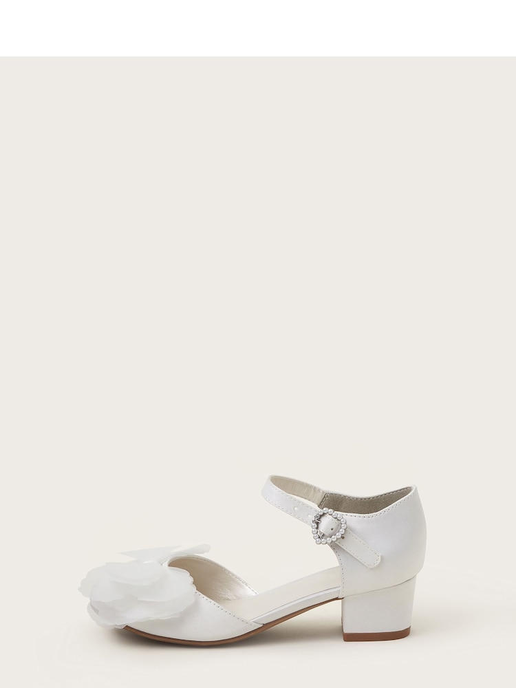 Monsoon White Embellished Pearly Buckle Heels - Image 2 of 3