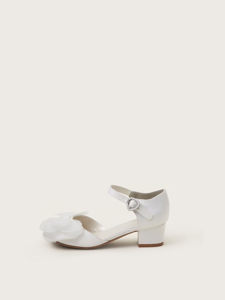 Monsoon White Embellished Pearly Buckle Heels - Image 3 of 3